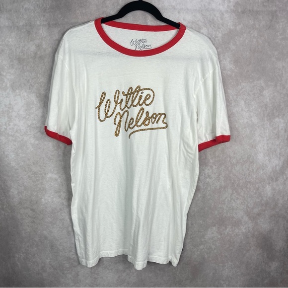 Brixton x Willie Nelson Short Sleeve Rodeo Ringer Tee In White Red Men's Size L - Picture 2 of 7